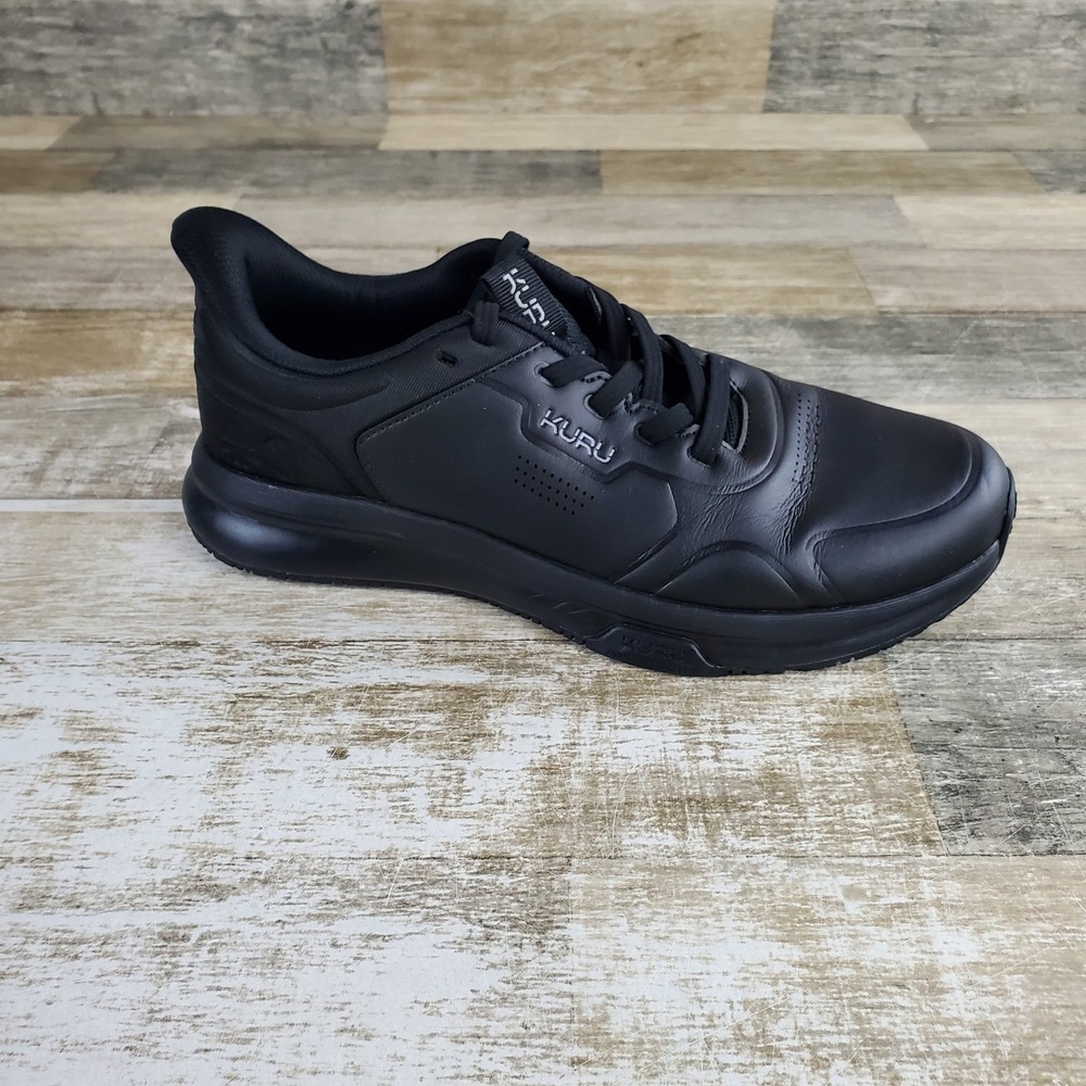 Kuru Shift Mens Shoe Sz 7.5 M Athletic Running Jet Black Leather Lace Up Sneaker